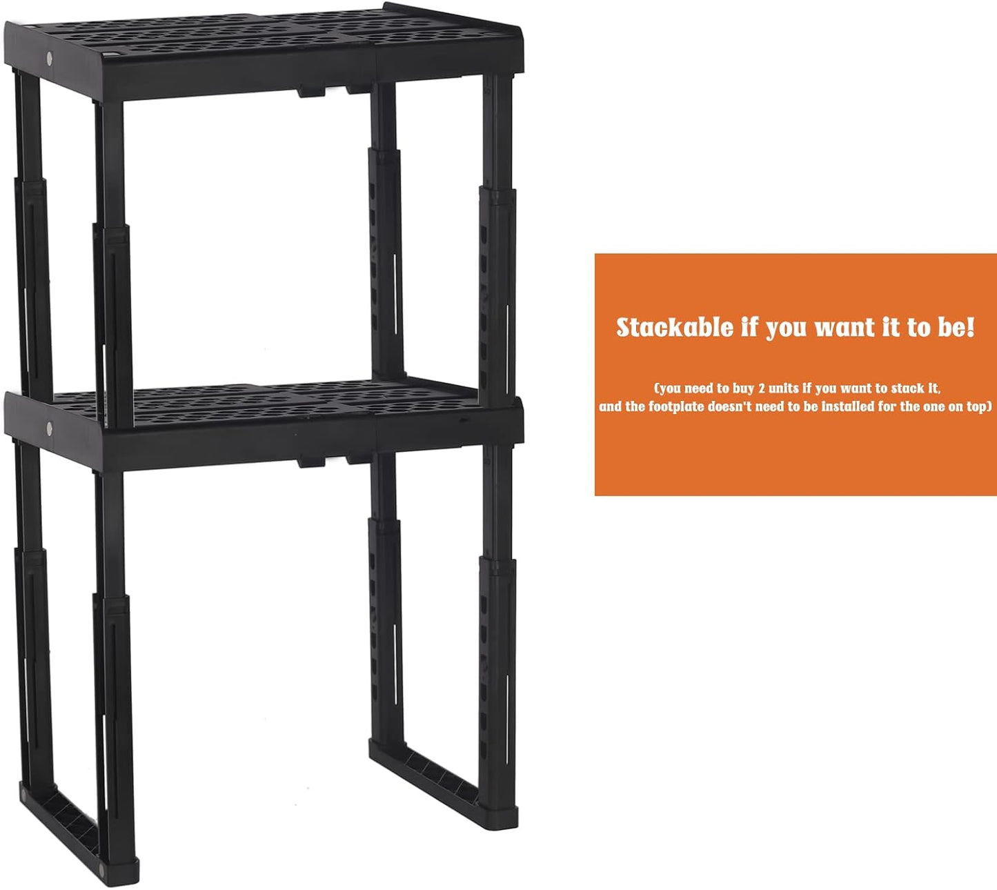 Svartur Locker Shelf - Adjustable Height & Width | Stackable Organizer for School & Gym Lockers - Black