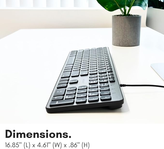 Macally Wired Keyboard for Mac with USB Hub (2X USB-A / 1x USB-C) - Compatible Backlit Apple Keyboard with Dual Interface - Auto OS Detection for Mac, MacBook Pro/Air, iMac, PC, Android, iPad, iOS