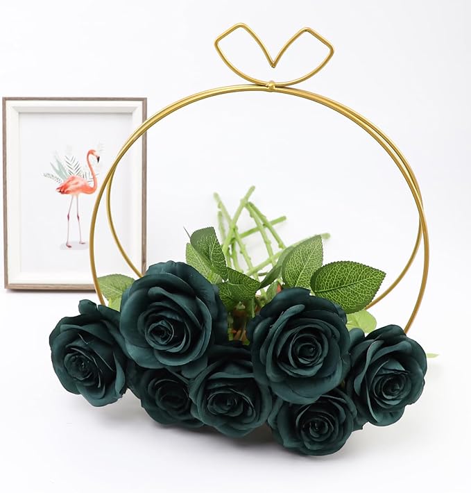 Artificial Rose Flower Artificial Flowers Flower with Long Stem Silk Roses Bouquet for Wedding Bridal Shower Party Home Decoration (Peacock Green, 30 Pcs)