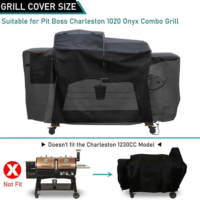 ZJYWSCH Grill Cover for Pit Boss Charleston 1020 Pellet Grill Gas Griddle Combo PB1020NX Heavy Duty 600D PitBoss Charleston Onyx Combo Grill Cover Waterproof