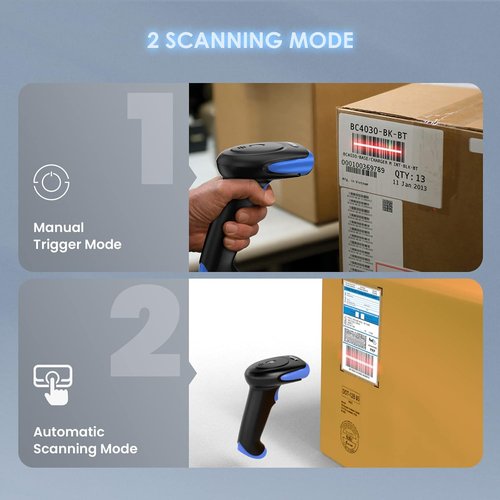 Eyoyo Wireless 2D Bluetooth Barcode Scanner - 2500mAh Handheld QR Code Reader for iPad, iPhone & Android