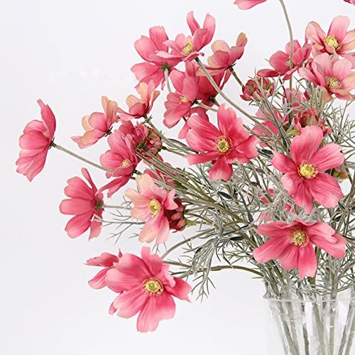 6 Pcs Artificial Calliopsis Flowers Fake Silk Flower Table Kitchen Home Garden Party Wedding Decoration Approx 24'' High Classic Pink No Vase