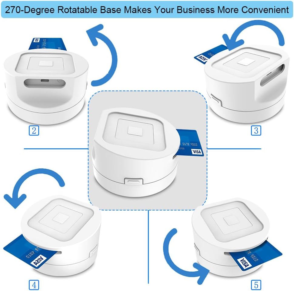 Square Dock for Square Reader - Elegant White Case with Anti-Sleep Feature & 1.5m Cable