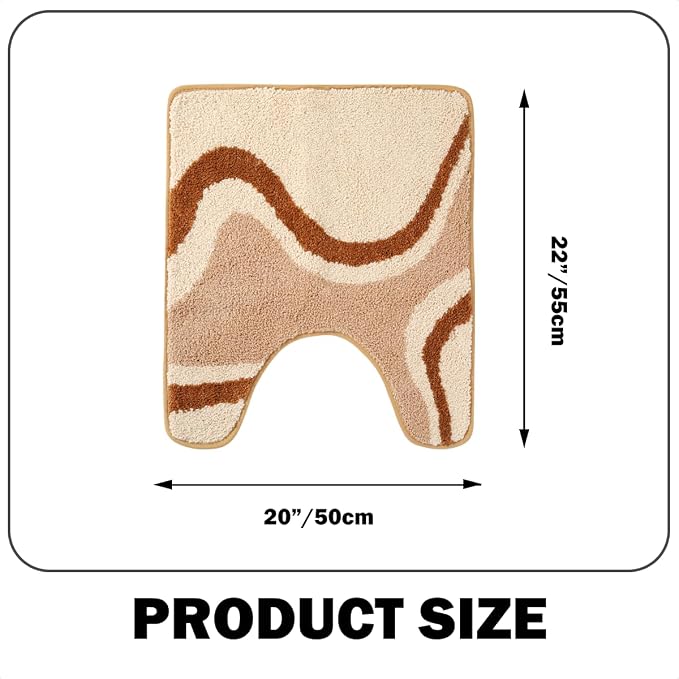 U Shape Striped Wavy Bath Mat - Super Absorbent, Soft and Thick, Rubber Backing Non-Slip, Machine Washable Shower Rug, Bath Mat, Bathroom Home Decor Accessories, 20"x22" (50x55cm)