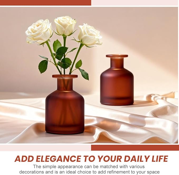 1PCS 130ml/4.3oz Empty Refillable Glass Diffuser Bottle Diffuser Jars Aromatherapy Storage Container Fragrance Accessories Use for DIY Replacement Diffuser Sticks Crafts Decor (Amber Red)