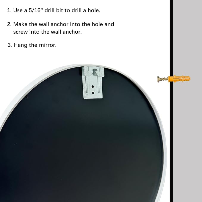 Sunniry White Round Mirror 30 inch, Large Round Mirror, Bathroom Mirror Matte Metal Frame, Circle Mirrors for Living Room, Bathroom, Wall, Hallway.