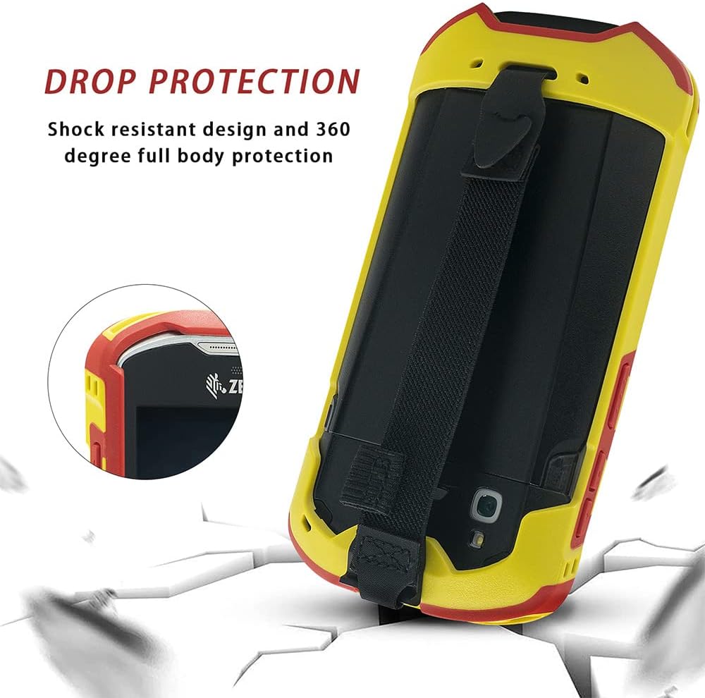Zebra Protective Cover Bumper Case - Rugged Boot with Hand Strap for TC51, TC52, TC56, TC57 | Red & Yellow