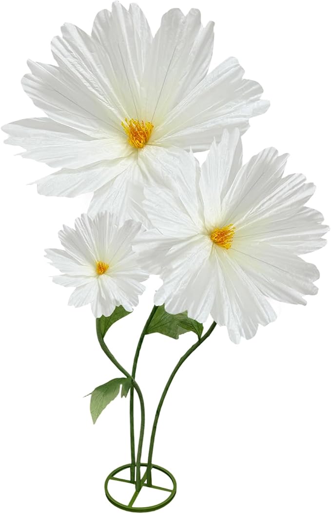 Giant Daisy Flowers Artificial, Large Paper Flower for Decoration, 6.1ft Big Daisies Flowers Decor, No fading for Birthday Party Garden Office Home Wedding Graduation Shop Window Display 3Pcs(White)