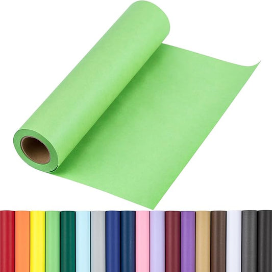 RUSPEPA Light Green Kraft Wrapping Paper Roll, 17.5"x 393"(32.8'), Recyclable Green Gift Wrap Paper for Birthday Gift Wrapping, Table Covering, Art & Craft Supplies, Easter Bouquet Flower, 80GSM