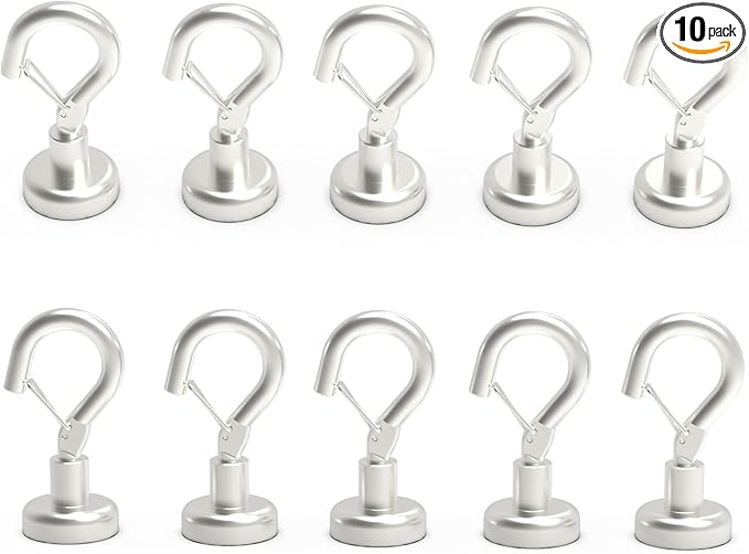 Ant Mag Magnetic Hooks Heavy Duty with Snap 22lbs Strong Magnet Hooks Great Hanging for Refrigerator, Cruise Cabin, Grill, Wreath,Kitchen,Office 10 Pack
