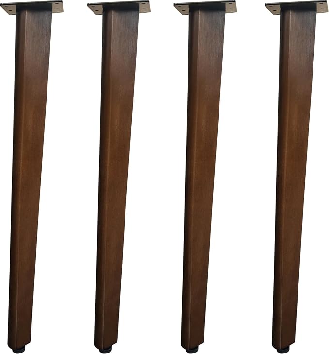 QLLY 26 inch Slant Wooden Table Legs, Solid Wood Angled Desk Legs, Furniture Legs, Set of 4, Easy to Install - Perfect for DIY Dining Tables, Coffee Tables, and Benches (Dark Walnut, 26")