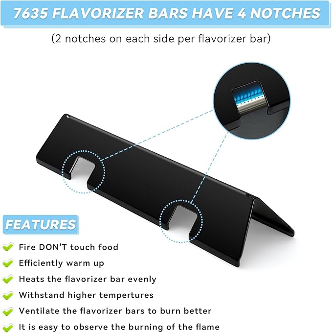 Webonbake 15.3 inch Flavorizer Bars for Weber GS4 Spirit II & I E210 S210 E220 S220 Grill with Front Control Knobs, Porcelain Enameled Steel Heat Plate Flavor Bar Replacement for 7635, 3 Pack