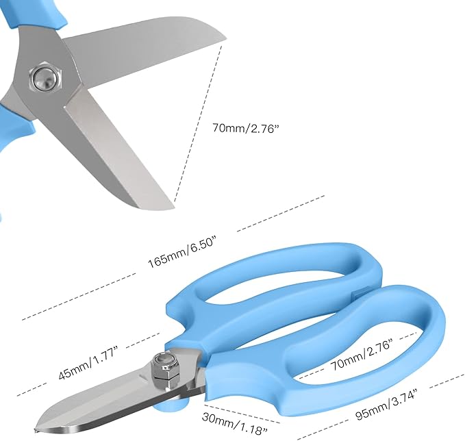 Housolution Flower Scissors, Strong Floral Shears, Premium Steel Garden Pruning Shears Floral Fruits Leaf Scissors Hand Pruner Snip Trimming Tool for Gardening Flower Arrangement, Light Blue