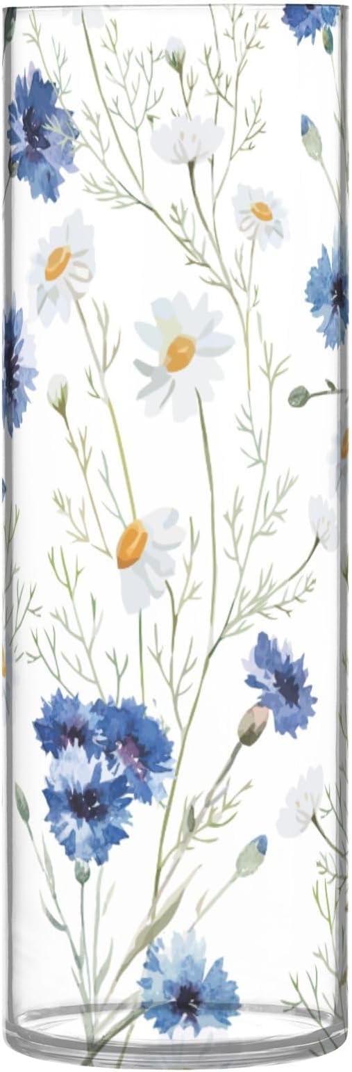 Vase Plastic Vase Elegant Cylinder Flower Vase Shatterproof Decorative Centerpiece for Home Table Office Weddings Events (11.8 x 3.9 in)