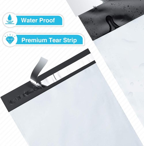 Fuxury Poly Mailers - 100 Pack White Self-Sealing Envelopes | Enhanced Durability for Safe Shipping