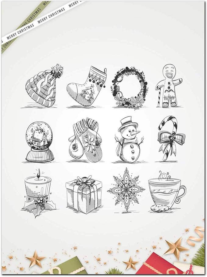 DUGUTUL Premium Festive Christmas Stationery Set Spread Holiday Joy, 48 Sheets, 8.5 x 11 Inches, 100gsm, Perfect for Personalized Gifts and Add Holiday Magic to Your Messages (F)