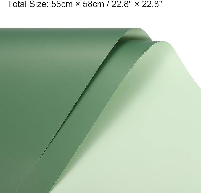 MECCANIXITY 10 Pcs Double Sided Color Flower Wrapping Paper Grey Green+Turquoise 22.8"x22.8" Waterproof for Florist Bouquet Supplies, DIY Crafts, Gift Box Packaging