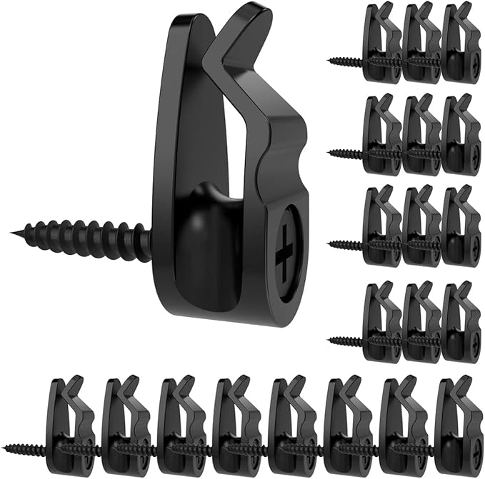 GEZIDEA String Light Hanger Hooks,Screw in Hooks for Hanging Christmas Light,Led Fairy Led Light Clips,Black,50 Pack (Big)