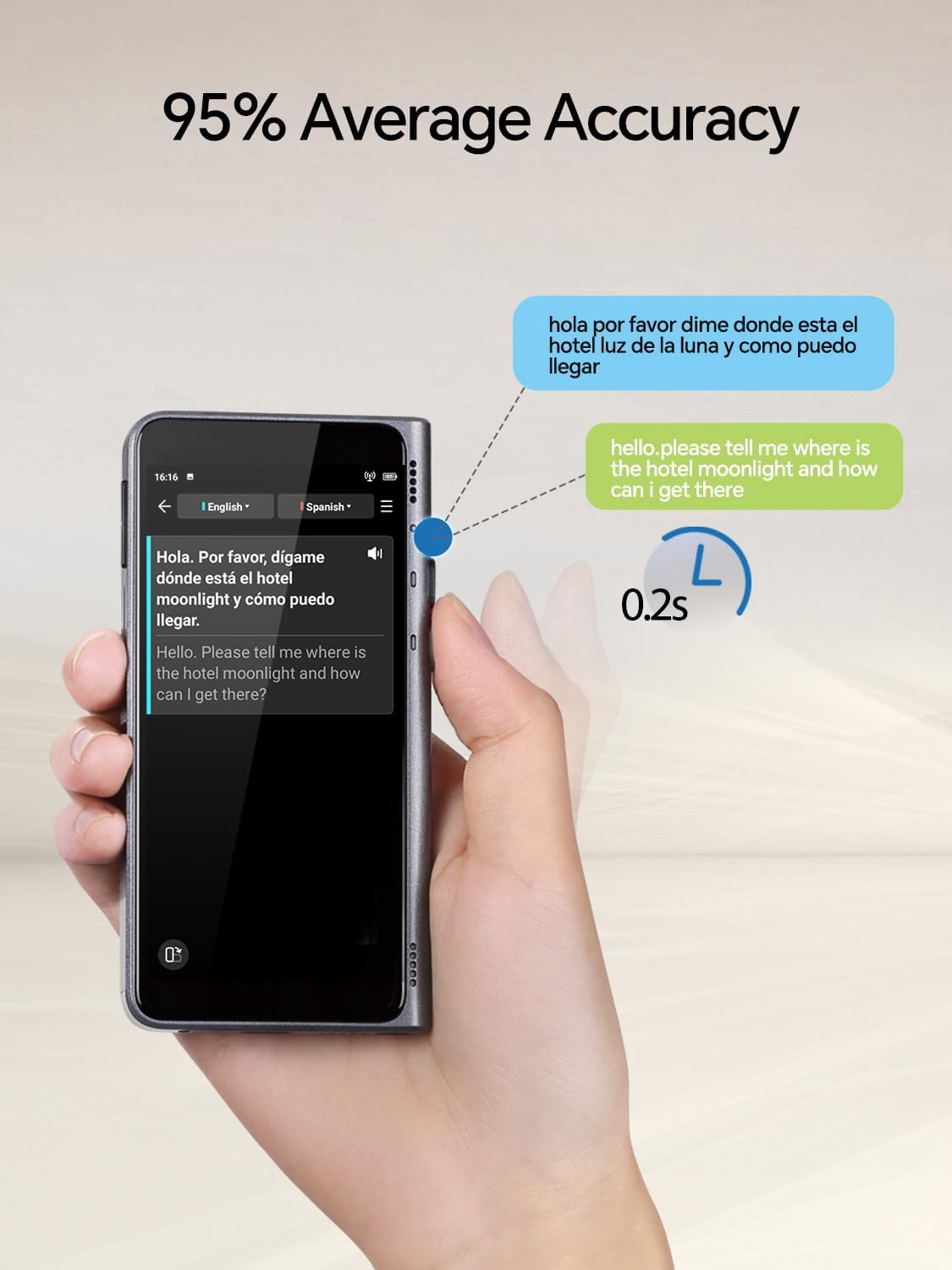 Timekettle Fluentalk T1 Translator Device - Supports 40 Languages, 31+ Offline Pairs, 4" HD Screen