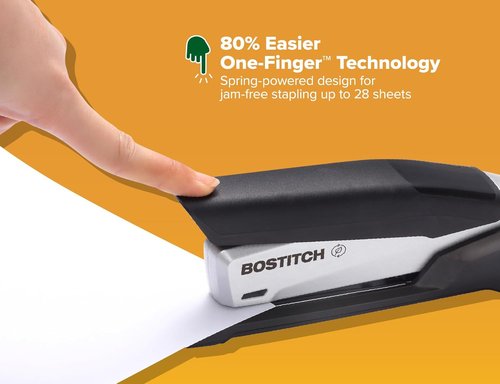 Bostitch Office InPower Eco-Friendly Stapler - One-Finger Technology, Jam-Free, Black | Includes 210 Staples