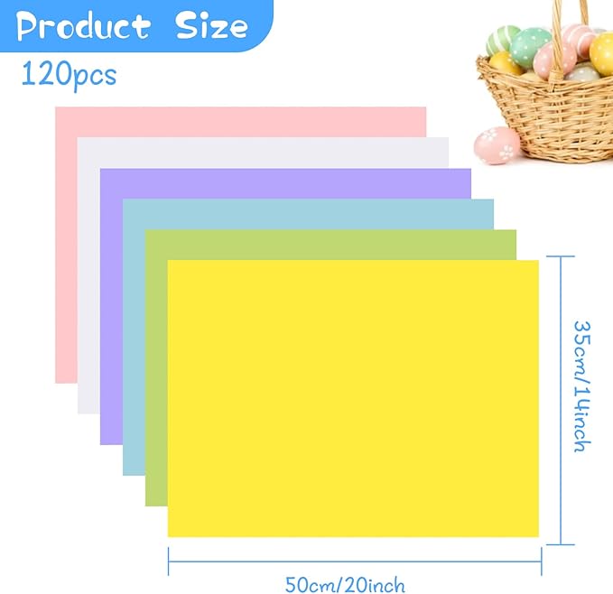 NEBURORA 120 Sheets Multicolor Tissue Paper Spring Easter Gift Wrapping Paper Decorative Art Paper for DIY Easter Birthday Holiday Party Packing Decoration
