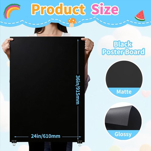 Black Poster Board by [Brand Name] - Heavyweight 24x36 Inches | 30 Pack Bulk for School & Craft Projects