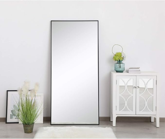 Elegant Decor Eternity 60" x 30" Contemporary Metal Frame Mirror in Black