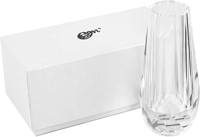 Kitcom Flower/Bud Crystal Vase Decorative Vases for Home or Wedding, Outline Dimensions W3.1''xH7'', Clear with Gift Box