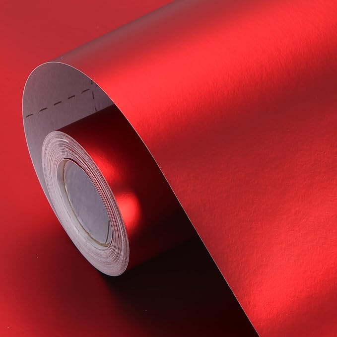 Red Wrapping Paper, Christmas Gift Wrapping Paper, 17inch x 33ft Matte Metallic Solid Color Red Wrapping Paper Roll for Mother's Day, Baby Shower, Valentine's Day, Birthday, Wedding, Anniversary
