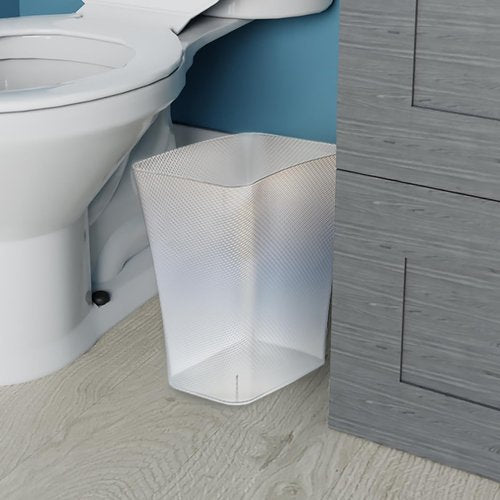 Clorox Textura Slim Trash Can - 3.1 Gallon Small Waste Basket for Narrow Spaces | Clear Frost Finish