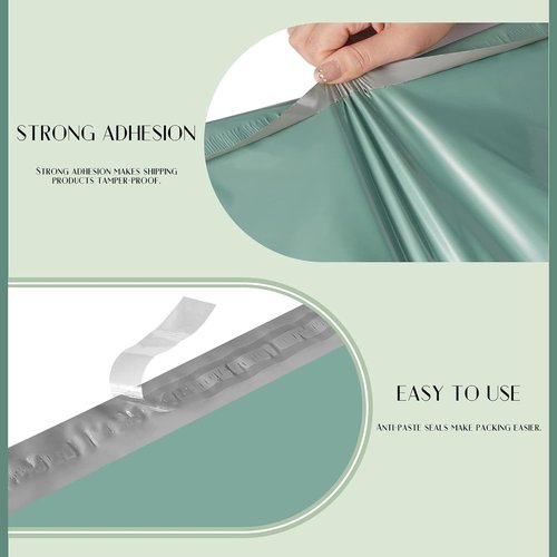 Metronic Poly Mailers - 10x13 Shipping Bags for Clothing | 1200 Pcs, Tear-Resistant, Strong Adhesive in Grayed Jade Green