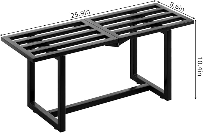 Plant Stand Indoor Outdoor, Foldable Metal Plant Shelf for Multiple Pots, Mid Century Slatted Bench for Patio Garden, Heavy Duty Capacity 330 lbs 2 Pack Black