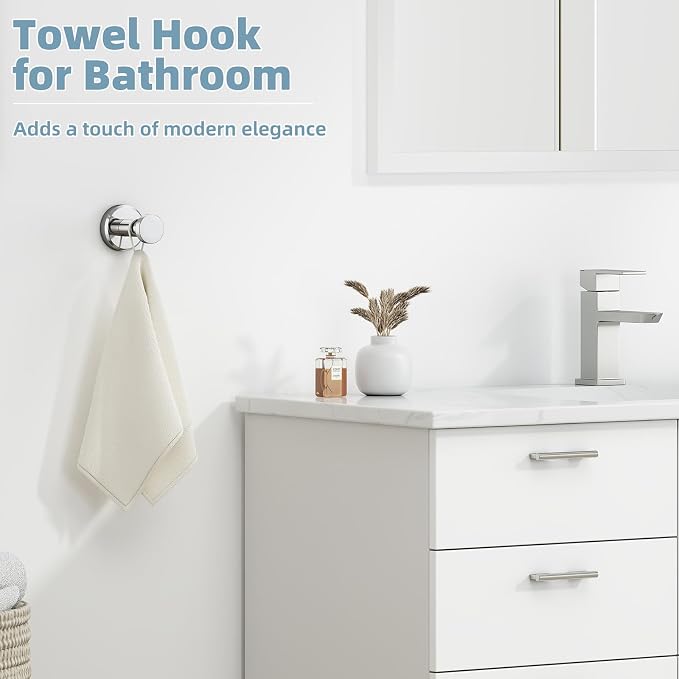 APLusee Bathroom Towel Hook Polished Chrome, SUS 304 Stainless Steel Robe Coat Hook Hanging for Restroom Kitchen Garage Wall Mounted