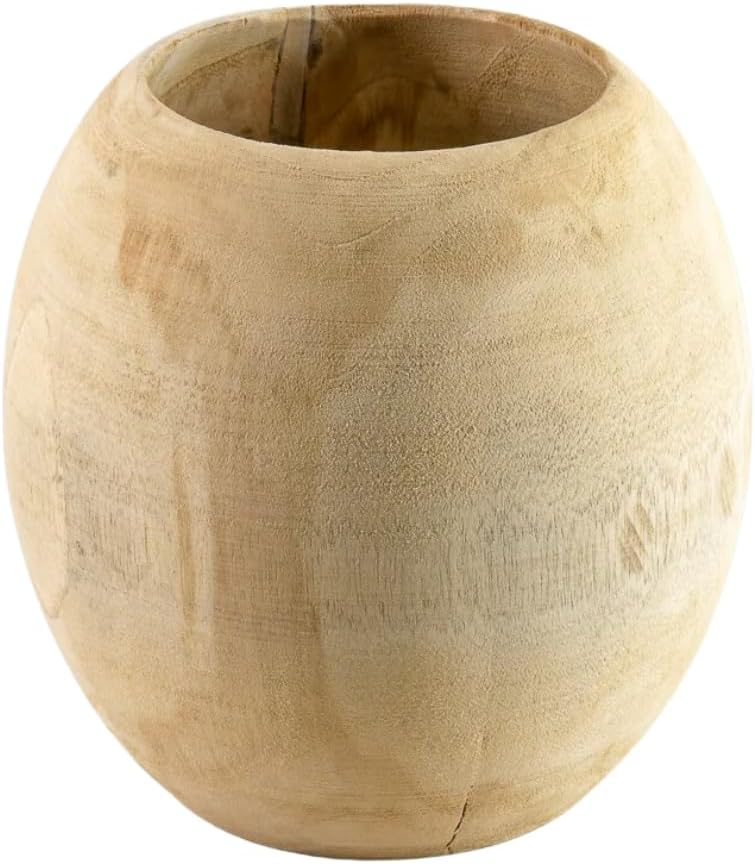 Serene Spaces Living Teak Essence Vase - Handcrafted Natural Wood Vase, Perfect for Artificial, Dried, and Fresh Flowers, Unique Rustic Decor Piece for Home or Office, Gift Idea (Small - Pack of 1)