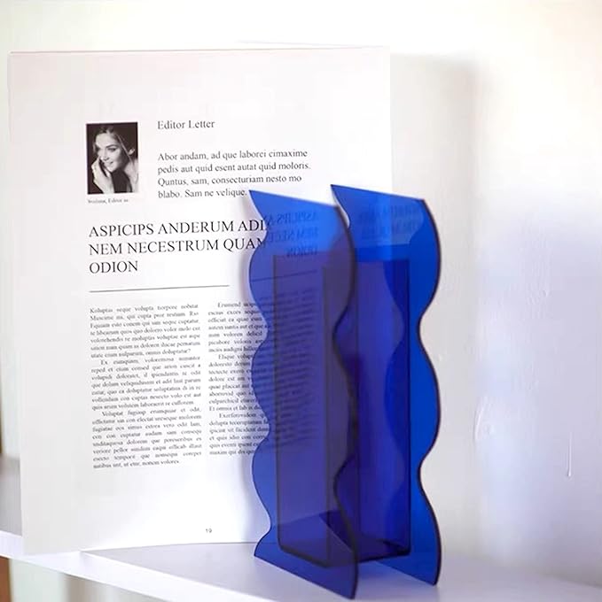 BLOFLO Klein Blue Acrylic Vase, Geometric Wave Shaped Vases for Flowers, Modern Contemporary Decor for Home Office Wedding