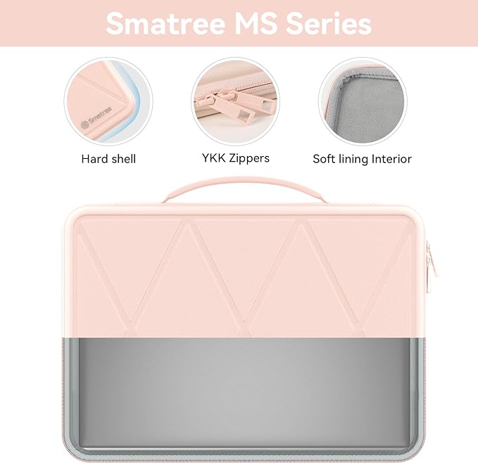 Smatree MS46T Hard EVA Protective Sleeve Case with Stand Compatible for 14 inch Acer Swift Go SFG14-72T-58SH/SFG14-72T-71QF/SFG14-72T-718K/SFG14-72-72YK Laptop Waterproof Slim Sleeve Bag, Pink