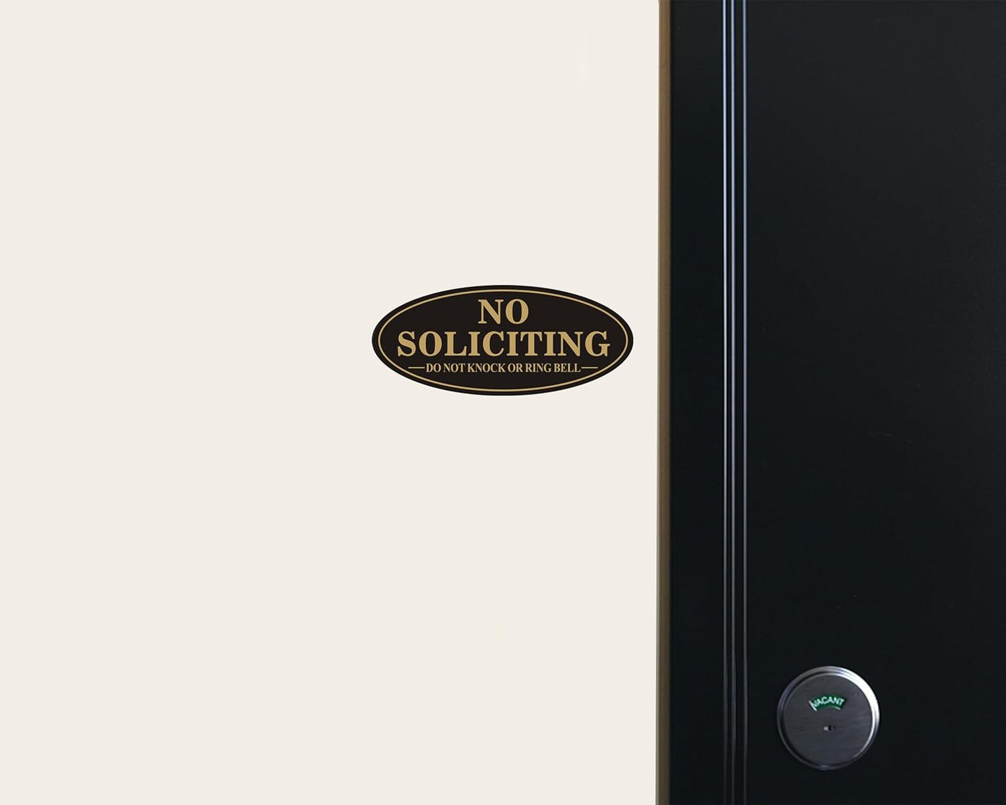 Skiennix No Soliciting Sign - Self-Adhesive Front Door Sticker | 2 Pack, Black/Gold, Small (5" x 2")