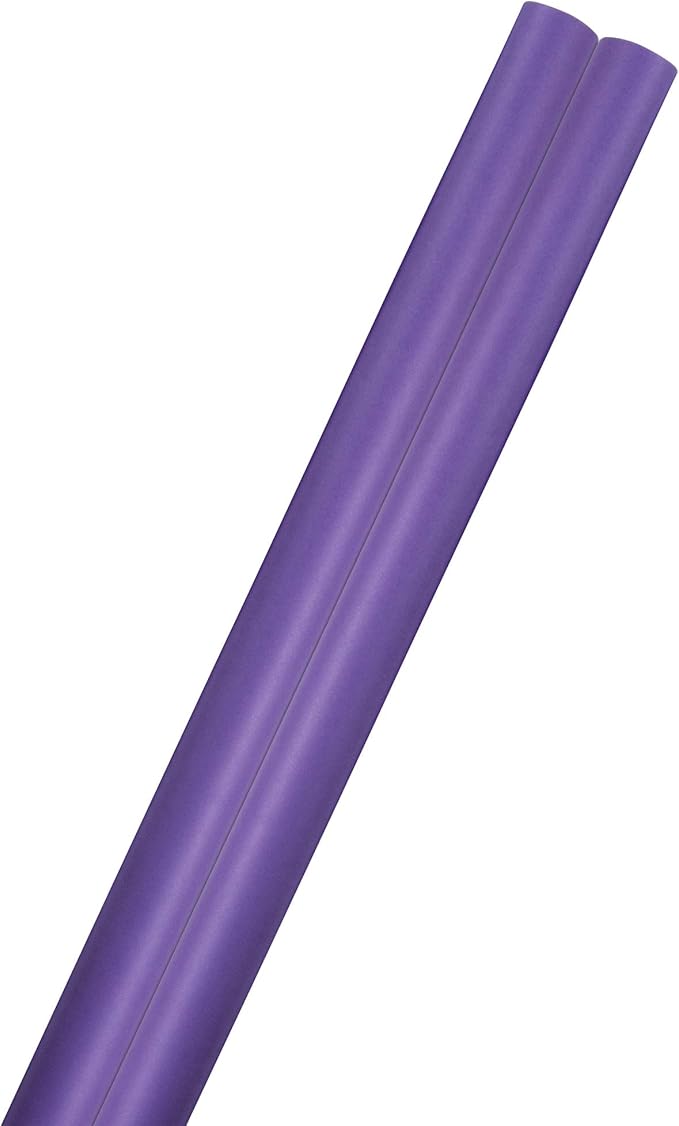 JAM Paper Gift Wrap - Matte Wrapping Paper - 50 Sq Ft Total (30 in x 10 Ft Each) - Matte Purple - 2 Rolls/Pack
