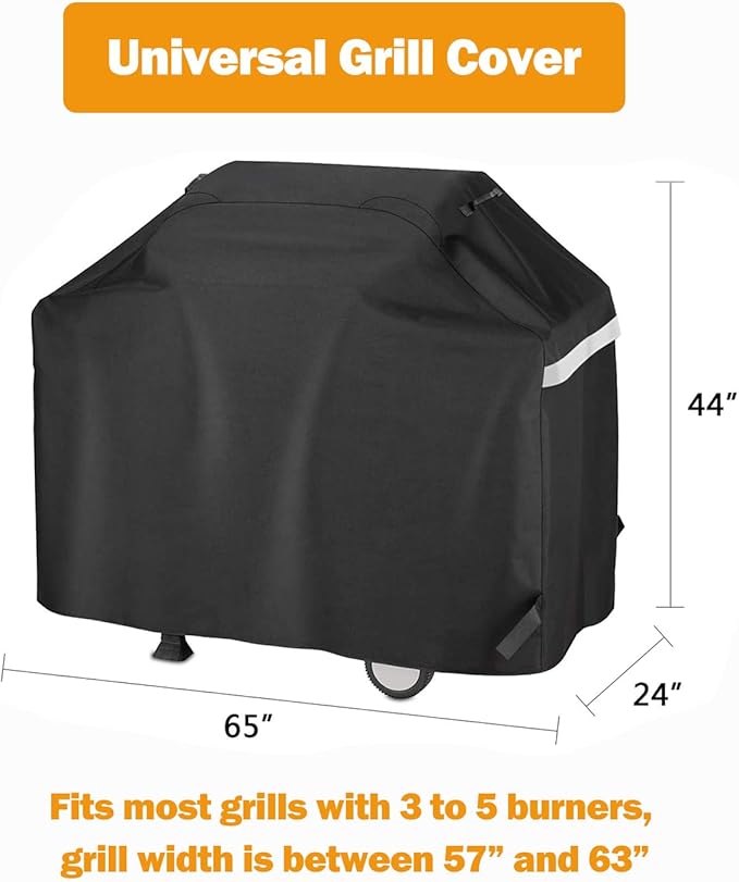 Utheer 65 Inch Barbecue Grill Cover, Heavy Duty Waterproof Charcoal Gas Grill Cover, Special Fade and UV Resistant Material, All Weather Protection, for Weber Char-Broil Nexgrill Brinkmann and More