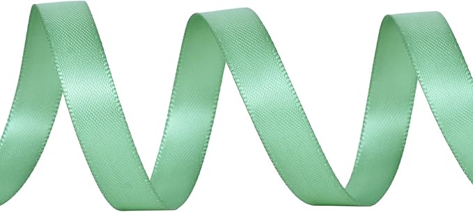 YAMA Sage Green Double Faced Satin Ribbon, 3/8 Inch 25 Yards, Light Green Ribbon for Gift Wrapping Crafts Hair Bows Wedding Party Decoration