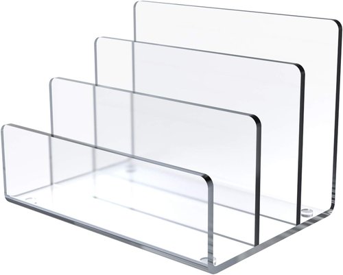 Jucoan Clear Acrylic File Holder - 3-Section Vertical Desktop Organizer | 9 x 6.5 x 6.5 Inch Document Sorter