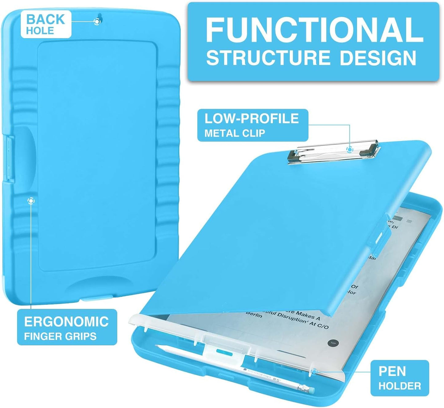 Sooez Clipboard - 8.5 x 11 Storage Case with Pen Holder | Ideal for Nurses & Teachers, Plastic Organization Box