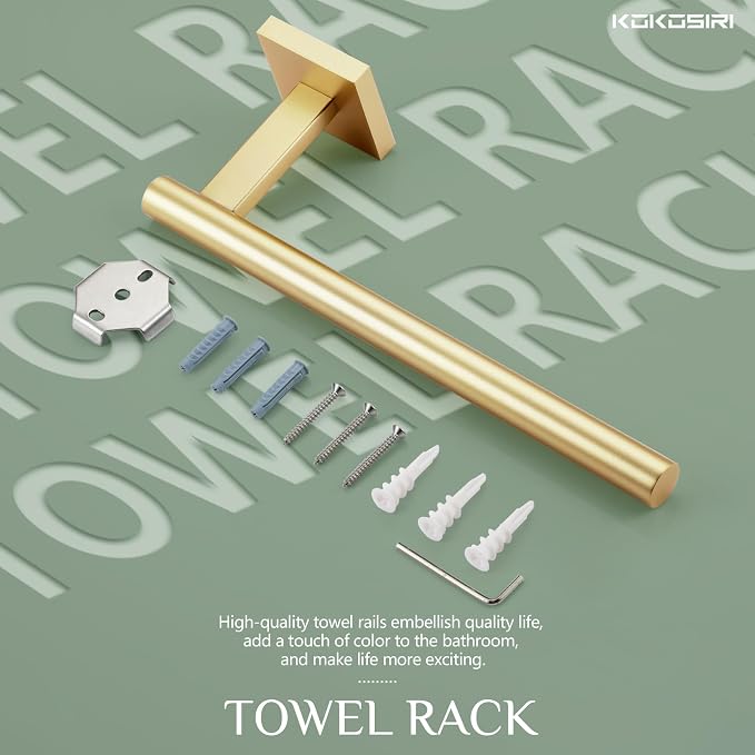 KOKOSIRI Bathroom Towel Bar Gold Hand Towel Holders Wall Mount Toilet Kitchen Cabinet Paper Holder Stainless Steel Bath Accessories, B3008BG
