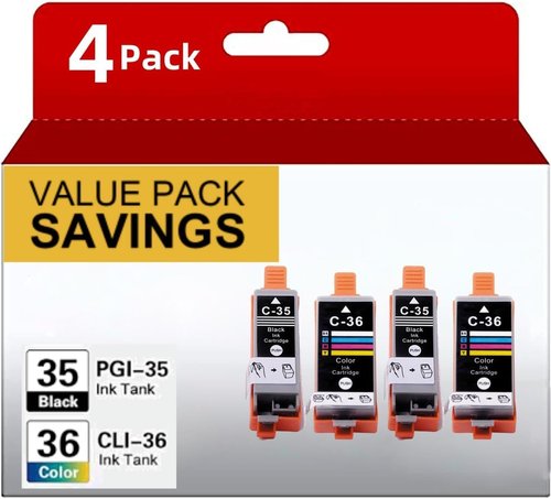 Canon PGI-35 & CLI-36 Ink Cartridges - High-Quality Replacement for PIXMA TR150 & IP110 | 4-Pack (2 Black, 2 Color)