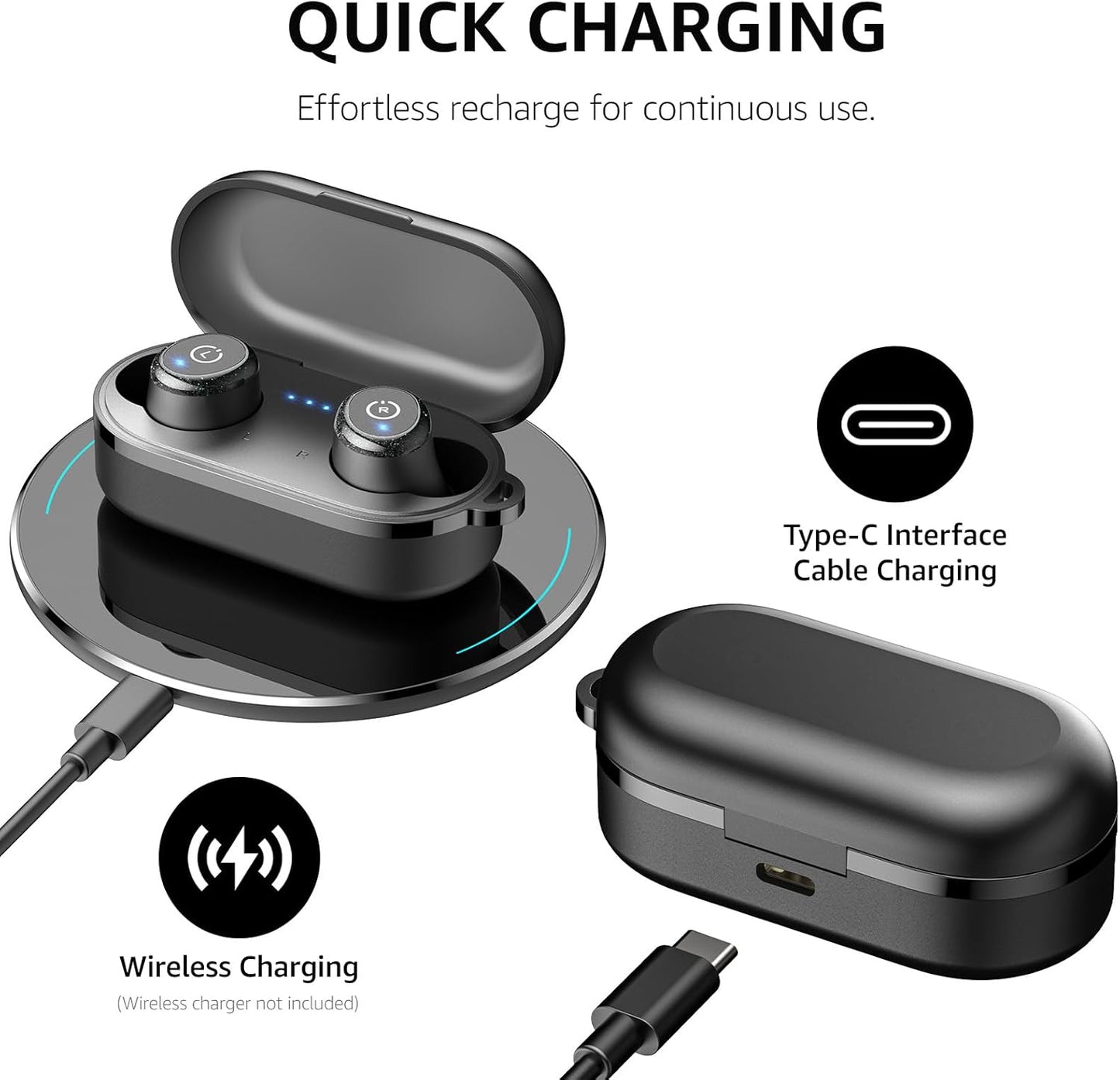 TOZO T10 Wireless Earbuds - Bluetooth 5.3, Ergonomic Design, 55H Playtime, IPX8 Waterproof