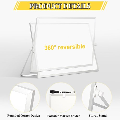 Magnetic Dry Erase Whiteboard by [Brand Name] - 16" x 12" Double-Sided Desktop Board for Home & Office