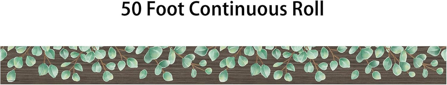 Teacher Created Resources Eucalyptus Straight Rolled Border Trim - 50ft for Bulletin Boards & Classrooms