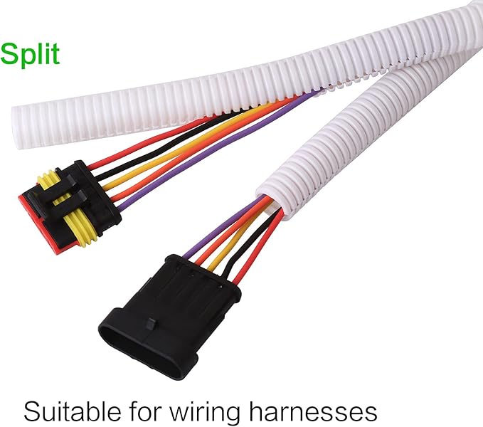 Alex Tech 50ft - 1/4 inch Split Wire Loom Tubing - White