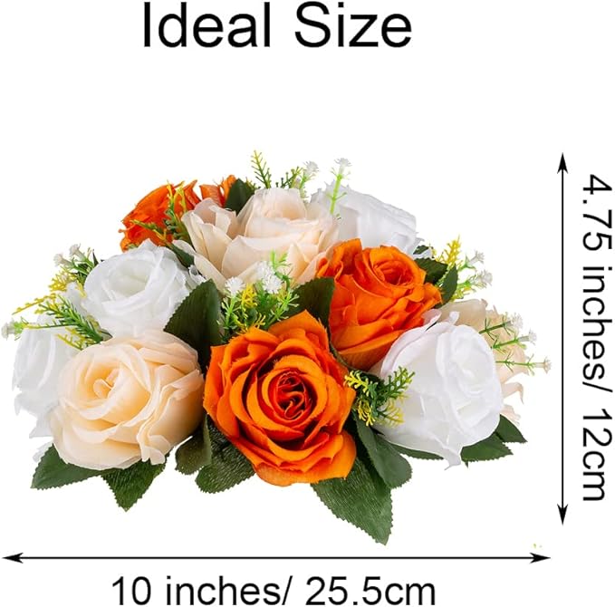 Flower Centerpieces for Wedding Tables: Wedding Table Decorations Orange Flower Balls Centerpieces for Engagement Cerebration Party Center Pieces 2 Packs