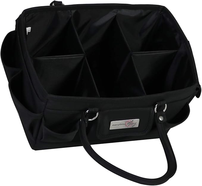 Everything Mary Deluxe Store & Tote Organizer – Black Craft Caddy with Handle – Collapsible Bag for Sewing, Scrapbooking, Art Supplies & DIY Project Organization
